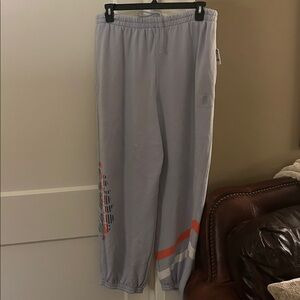 NWT FREE PEOPLE MOVEMENT BLUE GRAY STEEL SPORT ALL STAR LOGO SWEATPANTS SIZE XL